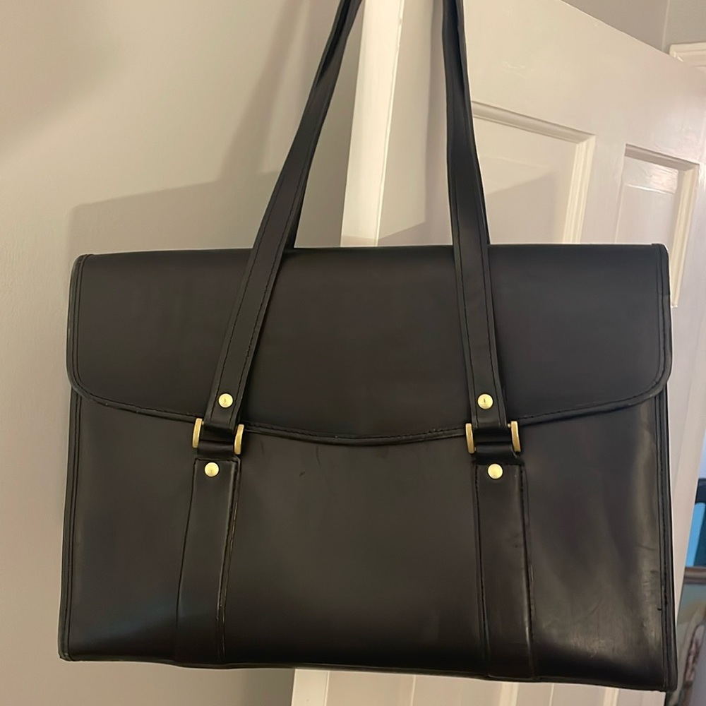 Kingsport women’s laptop tote black leather